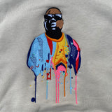 Actual Fact Premium Biggie Coogi Paint Drip Embroidered Hoodie In Desert Dust