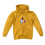 Actual Fact Premium Biggie Coogi Paint Drip Embroidered Hoodie In Ochre