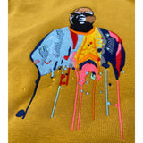 Actual Fact Premium Biggie Coogi Paint Drip Embroidered Hoodie In Ochre