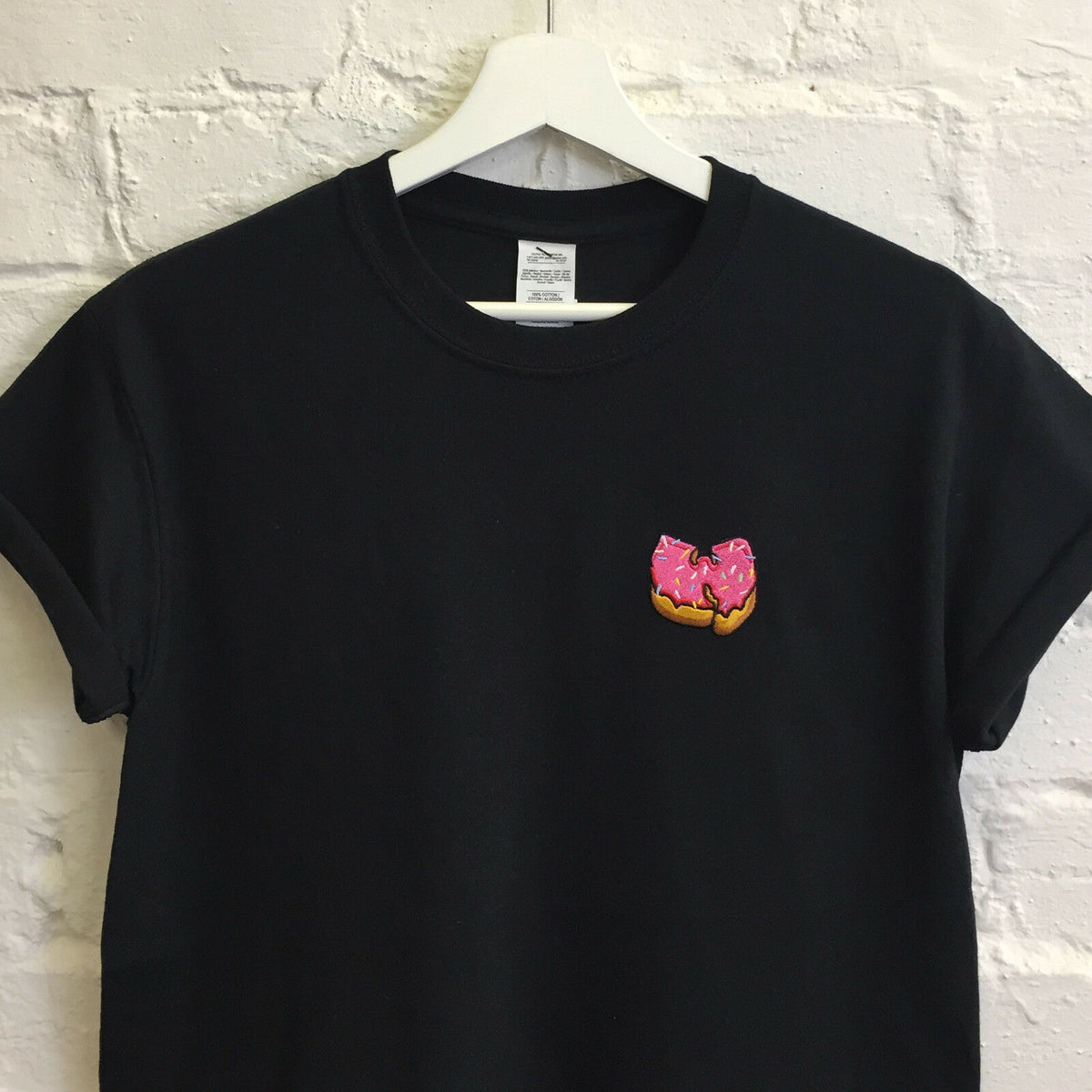 Wu X Pink Donut Embroidered Tee In Black – Actual Fact Clothing