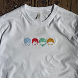 Actual Fact  Beatles Faces Premium embroidery White T-shirt