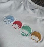 Actual Fact  Beatles Faces Premium embroidery White T-shirt