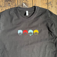 Actual Fact  Beatles Faces Premium embroidery Black T-shirt
