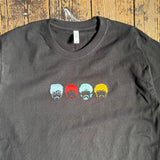 Actual Fact  Beatles Faces Premium embroidery Black T-shirt