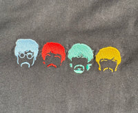 Actual Fact  Beatles Faces Premium embroidery Black T-shirt
