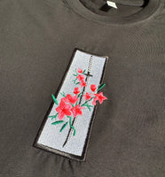 Actual Fact Katana & Sakura Premium Samurai embroidered Black T-shirt