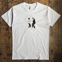 Actual Fact Pulp Fiction Dance Premium Big embroidery White T-shirt