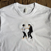 Actual Fact Pulp Fiction Dance Premium Big embroidery White T-shirt