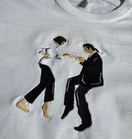 Actual Fact Pulp Fiction Dance Premium Big embroidery White T-shirt