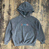 Doom Designer RIP Embroidered Oversized Heavyweight Hoodie Enzyme Wash