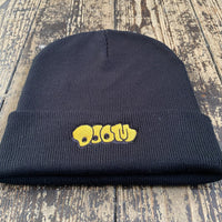 Doom Bubble Roll Up Embroidered Beanie In Black