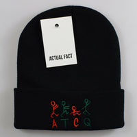 ATCQ Stick People Roll Up Beanie In Black