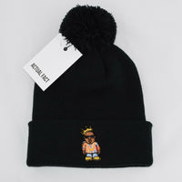 Biggie X Coogi Roll Up Bobble Beanie In Black