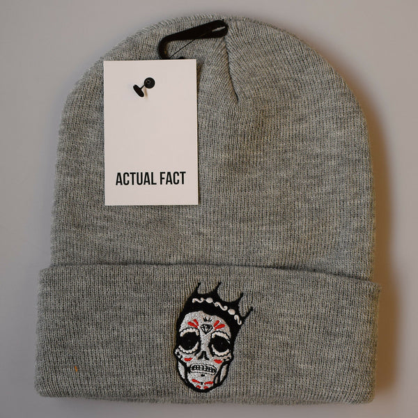 Biggie Day Of The Dead Roll Up Beanie In Grey