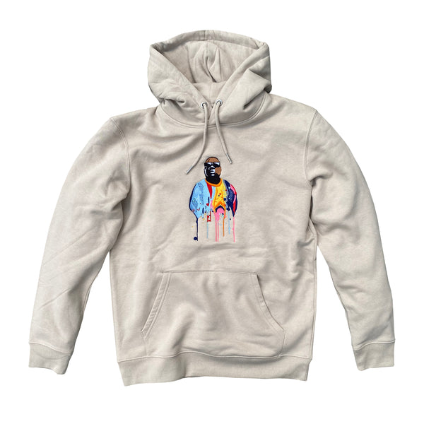 Actual Fact Premium Biggie Coogi Paint Drip Embroidered Hoodie In Desert Dust