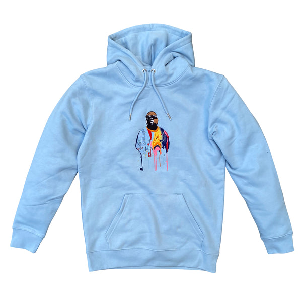 Actual Fact Premium Biggie Coogi Paint Drip Embroidered Hoodie In Sky Blue