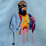 Actual Fact Premium Biggie Coogi Paint Drip Embroidered Hoodie In Sky Blue