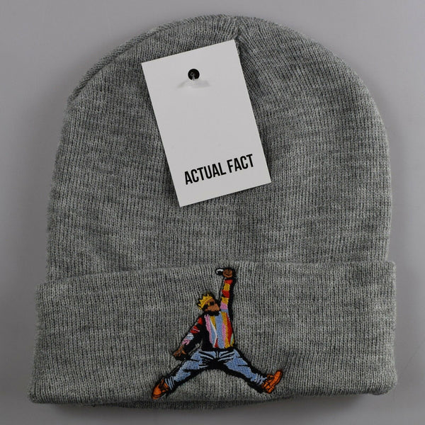 Biggie X Jordan Roll Up Beanie In Grey