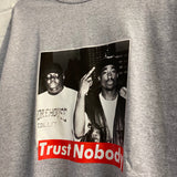 Biggie & Tupac Trust Nobody Printed Long Sleeve Tee In Grey