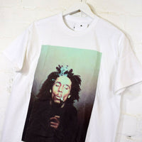 Bob Marley Smoke Printed Tee In White