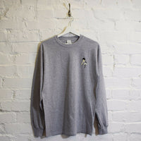 Bruce Lee Embroidered Long Sleeve Tee In Grey