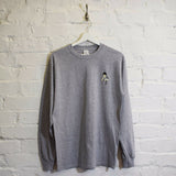 Bruce Lee Embroidered Long Sleeve Tee In Grey