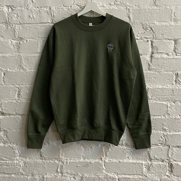MF Doom Mask Embroidered Sweatshirt In Forest Green