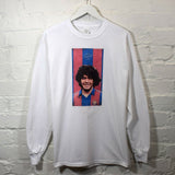 Diego Maradona Printed Long Sleeve Tee In White