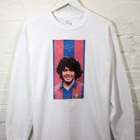 Diego Maradona Printed Long Sleeve Tee In White