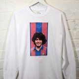 Diego Maradona Printed Long Sleeve Tee In White