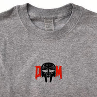 MF Doom DM Red Black Embroidered Tee In Grey