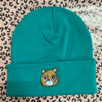 Kanye Dropout Bear Roll Up Beanie In Emerald