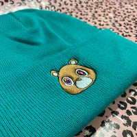 Kanye Dropout Bear Roll Up Beanie In Emerald