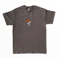 Kanye Flying Bear Embroidered Tee In Charcoal