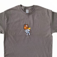 Kanye Flying Bear Embroidered Tee In Charcoal