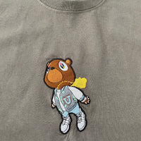 Kanye Flying Bear Embroidered Tee In Charcoal