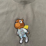 Kanye Flying Bear Embroidered Tee In Charcoal