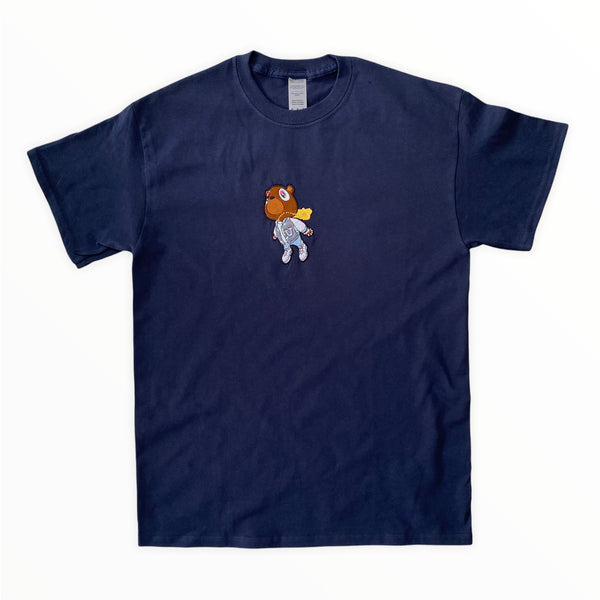 Kanye Flying Bear Embroidered Tee In Navy