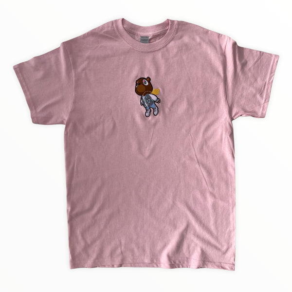 Kanye Flying Bear Embroidered Tee In Pink