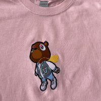 Kanye Flying Bear Embroidered Tee In Pink