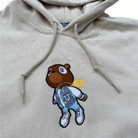 Kanye Flying Bear Embroidered Hoodie In Sand