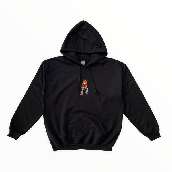 Kanye Dropout Full Pose Bear Embroidered Hoodie In Black