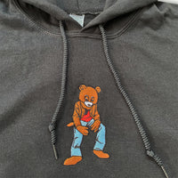 Kanye Dropout Full Pose Bear Embroidered Hoodie In Black