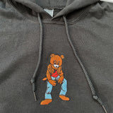 Kanye Dropout Full Pose Bear Embroidered Hoodie In Black