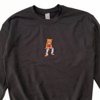 Kanye Dropout Full Pose Bear Embroidered Sweatshirt In Black