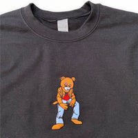 Kanye Dropout Full Pose Bear Embroidered Sweatshirt In Black