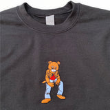 Kanye Dropout Full Pose Bear Embroidered Sweatshirt In Black