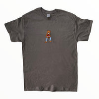 Kanye Dropout Full Pose Bear Embroidered Tee In Charcoal