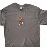 Kanye Dropout Full Pose Bear Embroidered Tee In Charcoal