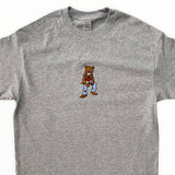 Kanye Dropout Full Pose Bear Embroidered Tee In Grey